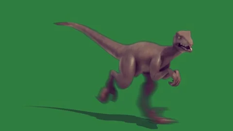 A dinosaur is running isolated on green screen background Stock Footage 336856331