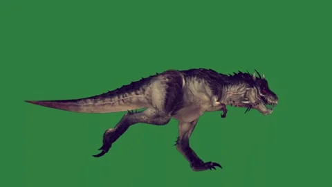 A dinosaur running isolated on green screen background Stock Footage 336856359