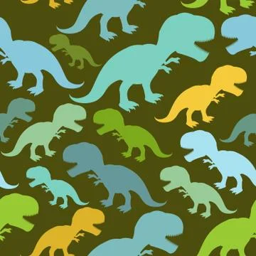 Dinosaur seamless pattern. Dino texture. Tyrannosaurus Rex Ornament. Prehisto Stock Illustration