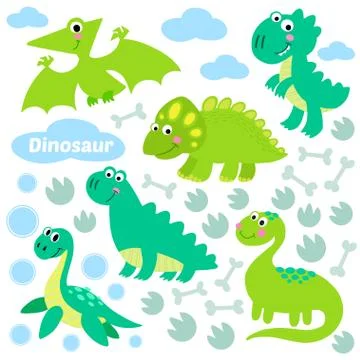 Dinosaur set vector illustration. Stock Illustration