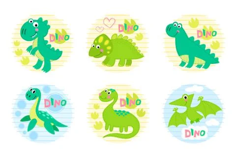 Dinosaur set vector illustration. Stock Illustration