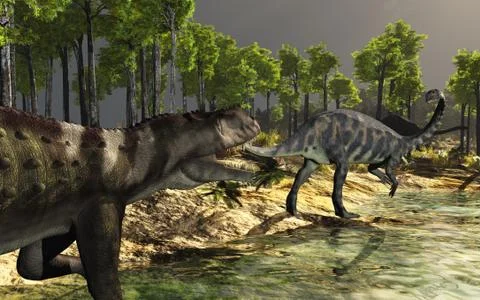 Dinosaur Shore Stock Illustration