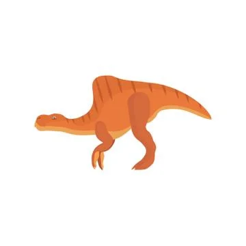 Dinosaur side view vector flat icon. Reptile wild lizard fantasy symbol carto Illustrazione stock