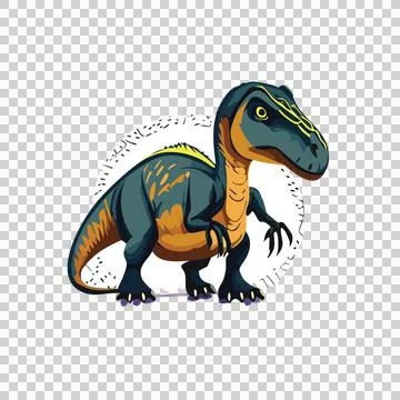 Dinosaur Silhouette In Sitting Position tail claws black Stock Illustration