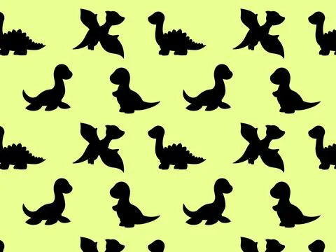 Dinosaur silhouettes. Cartoon pattern Stock Illustration