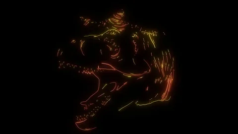 Dinosaur silhouettes face video laser animation Stock Footage 111063285