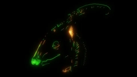 Dinosaur silhouettes face video laser animation Stock Footage 111063313