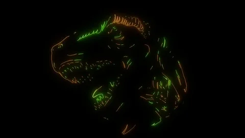 Dinosaur silhouettes face video laser animation Stock Footage 111063330