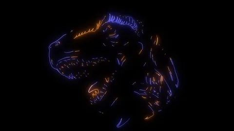 Dinosaur silhouettes face video laser animation Stock Footage 111063344