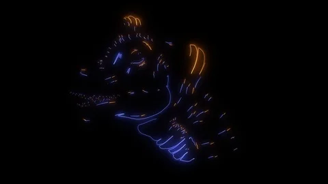 Dinosaur silhouettes face video laser animation Stock Footage 111063362