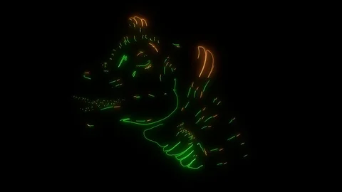 Dinosaur silhouettes face video laser animation Stock Footage 111063377