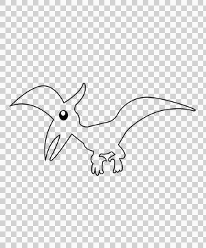 Dinosaur Simple Line Art Pterodactyl Side flying wings beak Stock Illustration