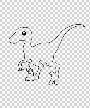 Dinosaur Simple Outline On White Background standing eye Stock Illustration