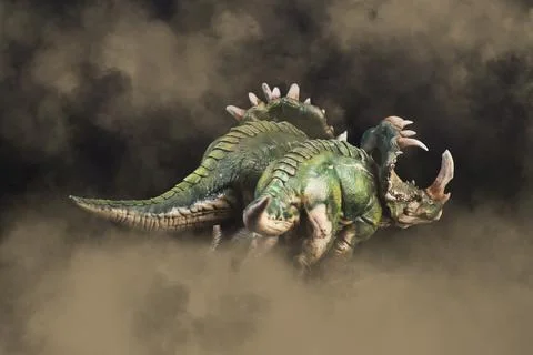 Dinosaur , Sinoceratops in the dark Stock Photos