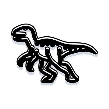 Dinosaur skeleton icon representing prehistoric extinct predator Stock Illustration