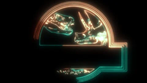 Dinosaur skeleton logo of jurassic park Stock Footage 274933864