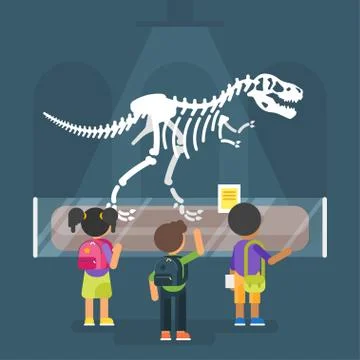 Dinosaur skeleton in museum Stock Illustration