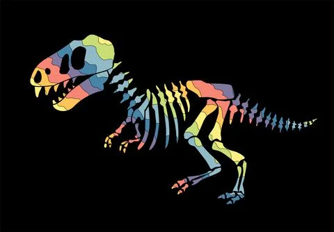 Dinosaur skeleton . Original design with rainbow dinosaur. Print for T-shirts Stock Illustration