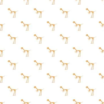Dinosaur skeleton pattern repeating across a white background Stock Illustration