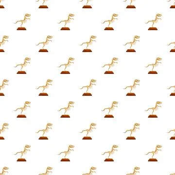 Dinosaur skeleton pattern repeating on white background Stock Illustration