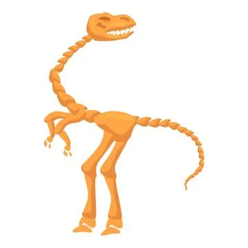 Dinosaur skeleton standing on two legs with long neck and tail Stock Illustration