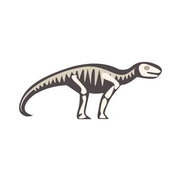 Dinosaur skeleton standing on white background, paleontology concept Illustrazione stock