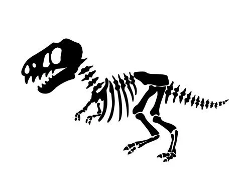 Dinosaur skeleton. Vector silhouette of a dinosaur skeleton. Print for T-shirts Stock Illustration