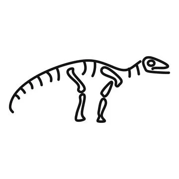 Dinosaur skeleton walking on two legs, side view Stock Illustration