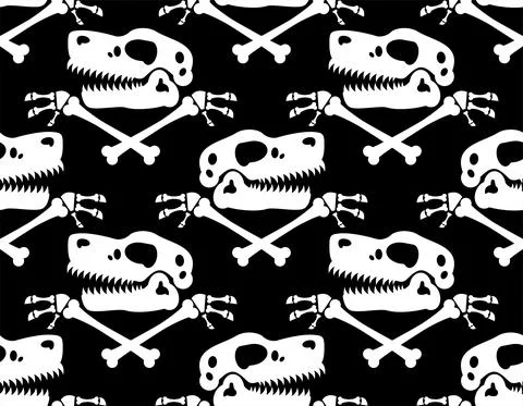 Dinosaur skull pattern seamless. The skull of Tyrannosaurus rex background. t Stock Illustration