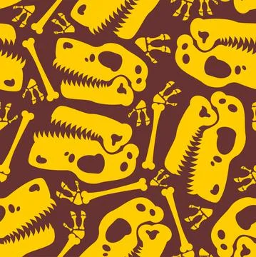 Dinosaur skull pattern seamless. The skull of Tyrannosaurus rex background. t Stock Illustration