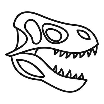 Dinosaur skull showing sharp teeth and empty eye sockets Stock Illustration