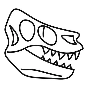 Dinosaur skull showing sharp teeth and large eye sockets Illustrazione stock