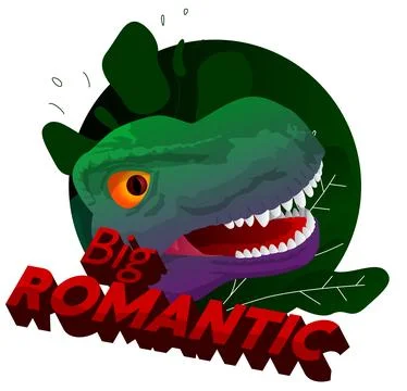 Dinosaur with speech bubble saying Big Romantic word. Tyrannosaurus Rex wit.. Stock Illustration