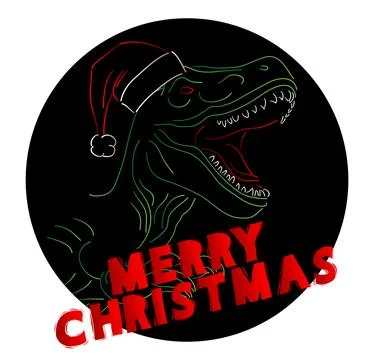 Dinosaur with speech bubble saying Merry Christmas word. Tyrannosaurus Rex .. Иллюстрация