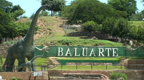 Dinosaur statue at Baluarte Zoo  Video stock 637043