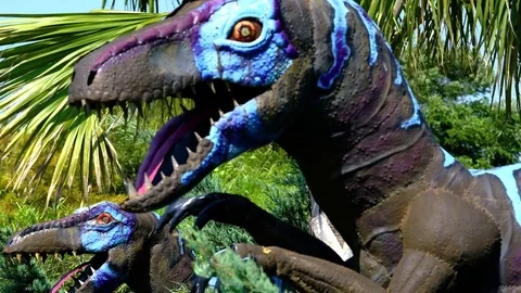 Dinosaur Statue Exhibit Stock Footage 79212212