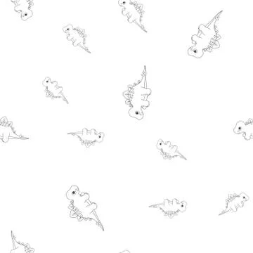 Dinosaur stegosaurus contour seamless pattern Stock Illustration