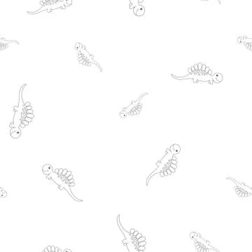 Dinosaur stegosaurus contour seamless pattern Stock Illustration