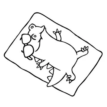 Dinosaur sunbathing on the beach. Vector illustration. Stock Illustration