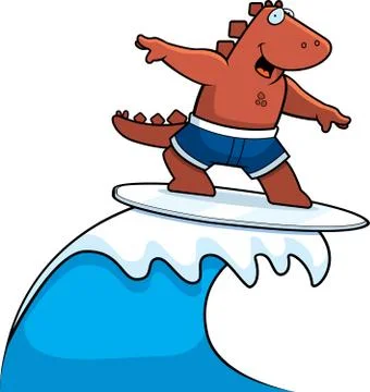Dinosaur Surfing Stock Illustration