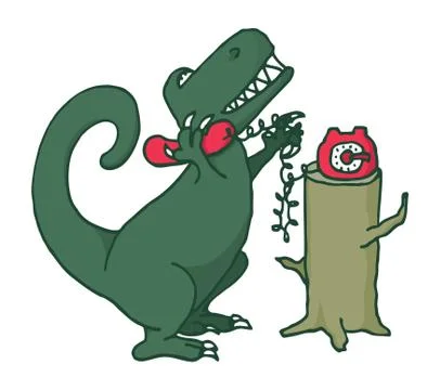 Dinosaur talking on the phone Stock Illustration