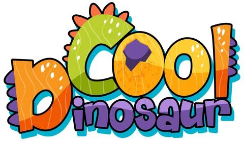 Dinosaur theme with Cool Dinosaur Font Banner on white background Stock Illustration