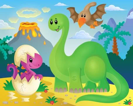Dinosaur theme image - eps10 vector illustration. Stock Illustration