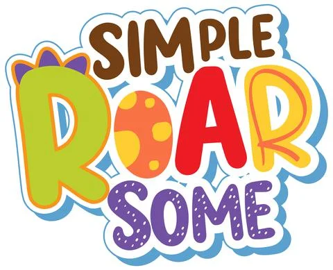 Dinosaur theme with Simple Roar Some Font Banner on white background Stock Illustration