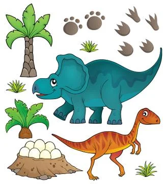 Dinosaur topic set - eps10 vector illustration. 库存插图