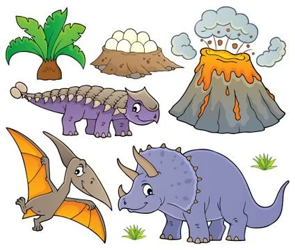 Dinosaur topic set Stock Illustration