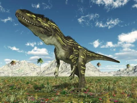 Dinosaur Torvosaurus in a landscape Stock Illustration