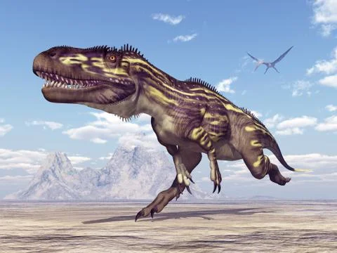 Dinosaur Torvosaurus in a landscape Stock Illustration