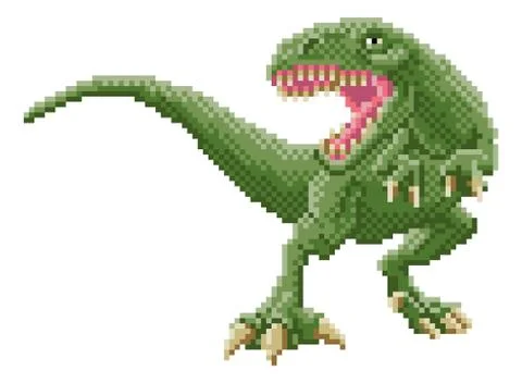 Dinosaur Trex 8 Bit Pixel Art Arcade Game Cartoon イラスト素材
