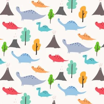 Dinosaur Vector Pattern Background. Vector Illustration. Stock Illustration